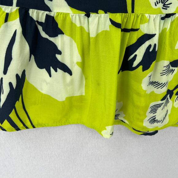 MAAJI Enchanted Mystery Mini Swim Coverup Dress Women L Lime Green Floral Ruffle - Picture 8 of 16